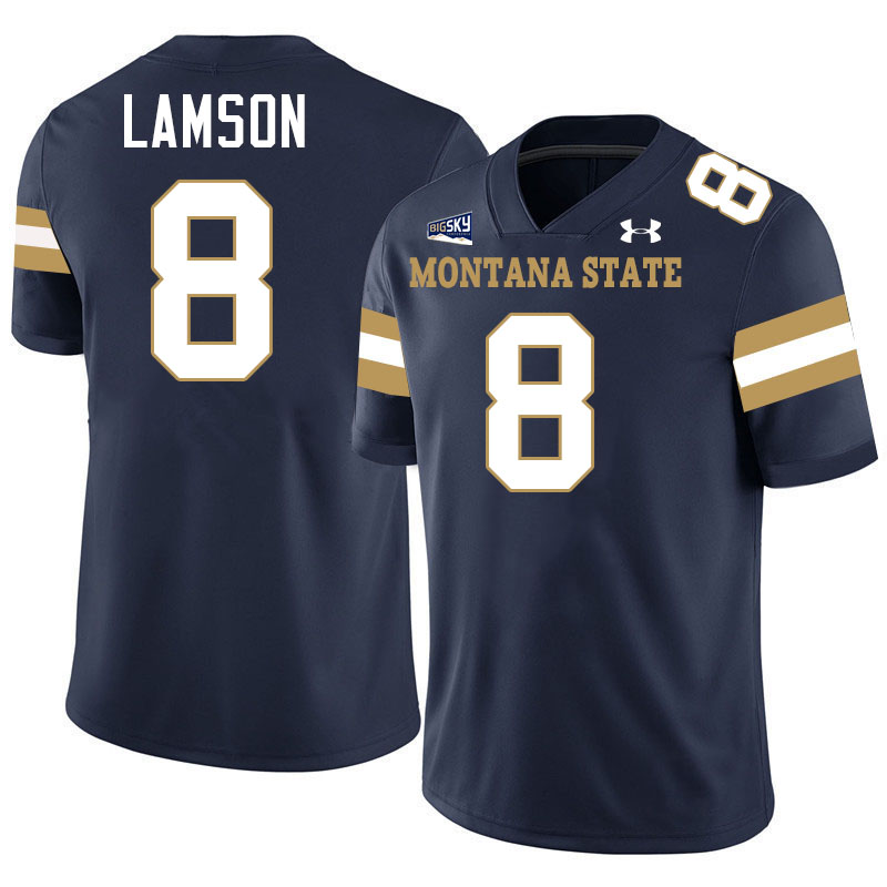 #8 Justin Lamson Montana State Bobcats Jerseys Football Uniforms Stitched-Navy